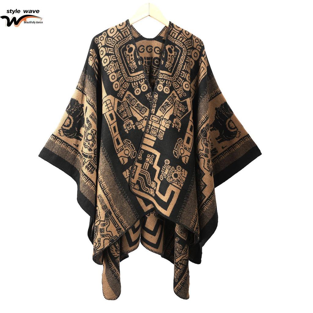 Yunnan Ethnic-Style Large Shawl Cape - Imitation Cashmere Scarf Cloak