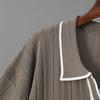 New Summer Polo Collar Short Sleeve Fashion Casual Loose Versatile Thin High Waist Knitted Suit Women