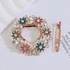 Women Scarf Fastener Sparkling Rhinestones Leaves Flower Shape Scarf Button Suits Coats Bags Scarves Badge Versatile Accessory