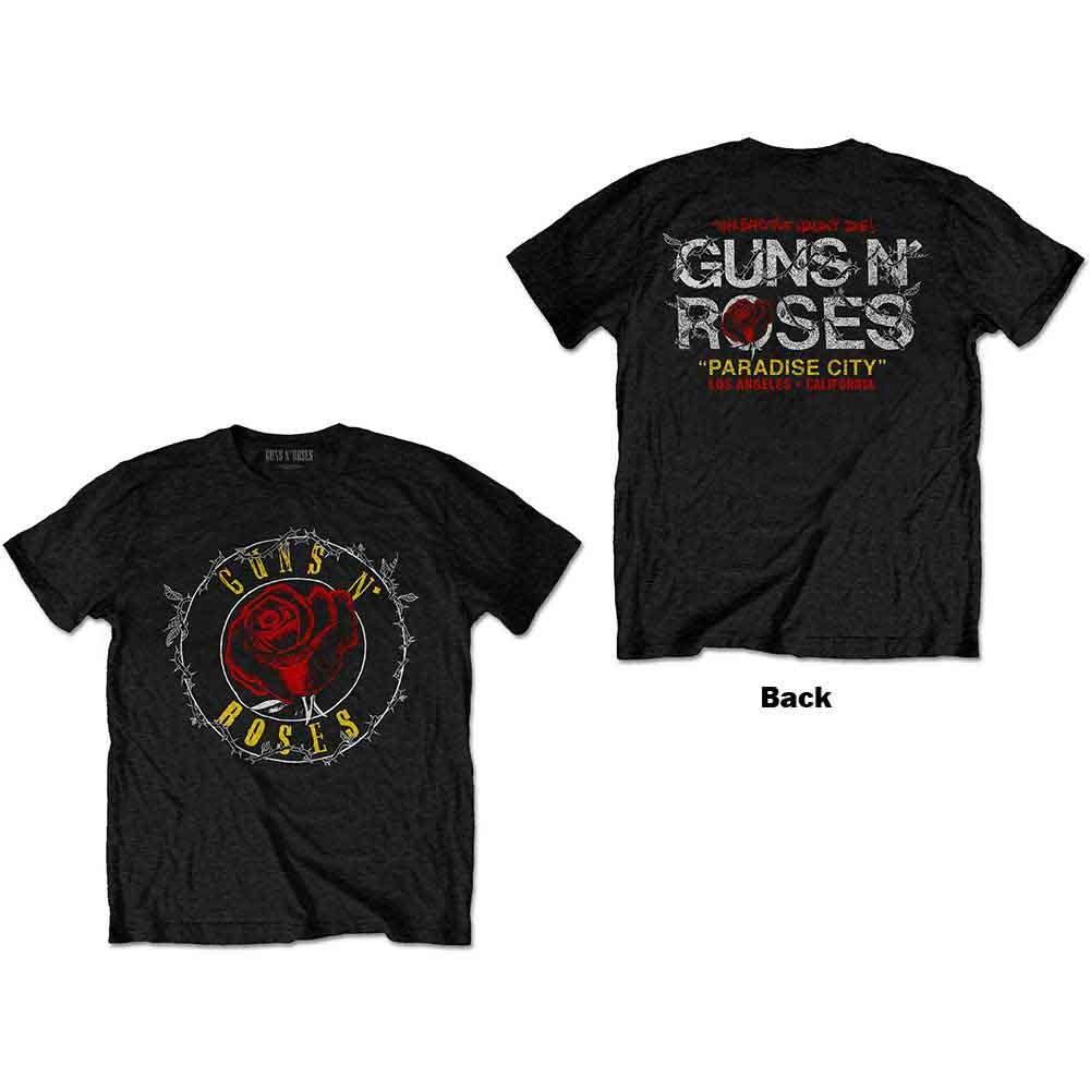 Guns N Roses Rose Circle Paradise City T- Black New Unisex T-Shirt XL