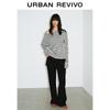 UR Women's Color-Blocked Striped Pleated Long Sleeve T-Shirt