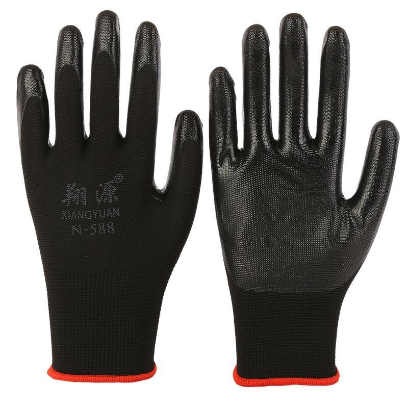 1 Pairs Nitrile Coated Work Gloves Non-Slip Knit Safety Protective Gloves Industrial Labor Building Construction Work Gloves
