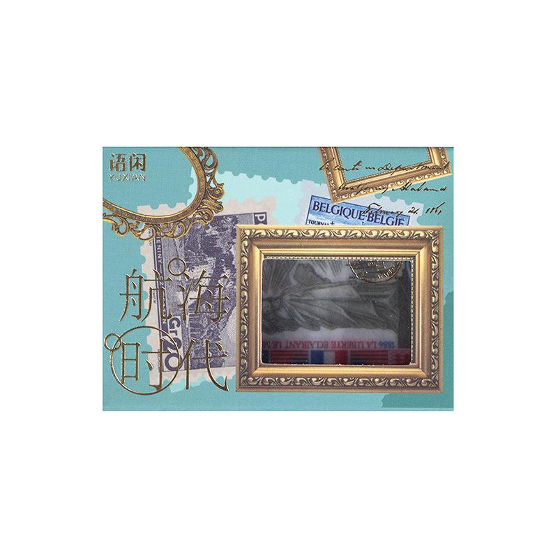 30 Sheets Gold Foil Vintage Literary Stamp Theme Stickers Retro Postmark Design Self-Adhesive For Journal Scrapbook DIY Deco