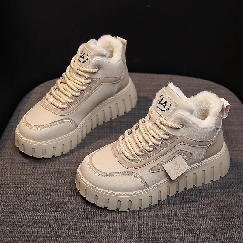 Popular Cotton Shoes 2025 New Winter Women's Shoes Velvet High-top Sports and Leisure Shoes Platform Snow Boots Warm Short Boots