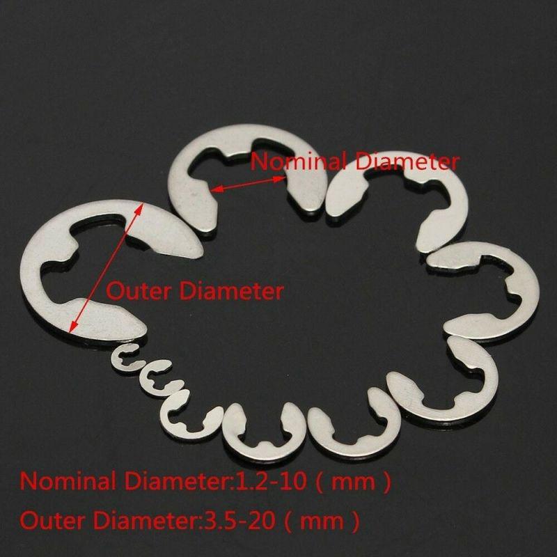 

120 Pcs/box 304 Stainless Steel Open Retaining Ring E-type Circlip M1.5-m10 Buckle
