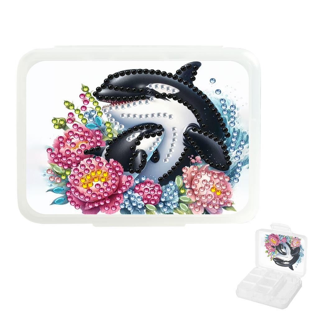 Diamond Art Pill Box Mini Travel Portable Storage Box Rectangular Medicine Box Diamond Painting DIY Blingbling Pill Case Pastill