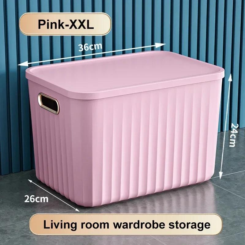 Sundries Storage Boxes with Lid Light Luxury Snacks Toys Storage Basket Household Wardrobe Organizer Clothes Nordic  Solid Color