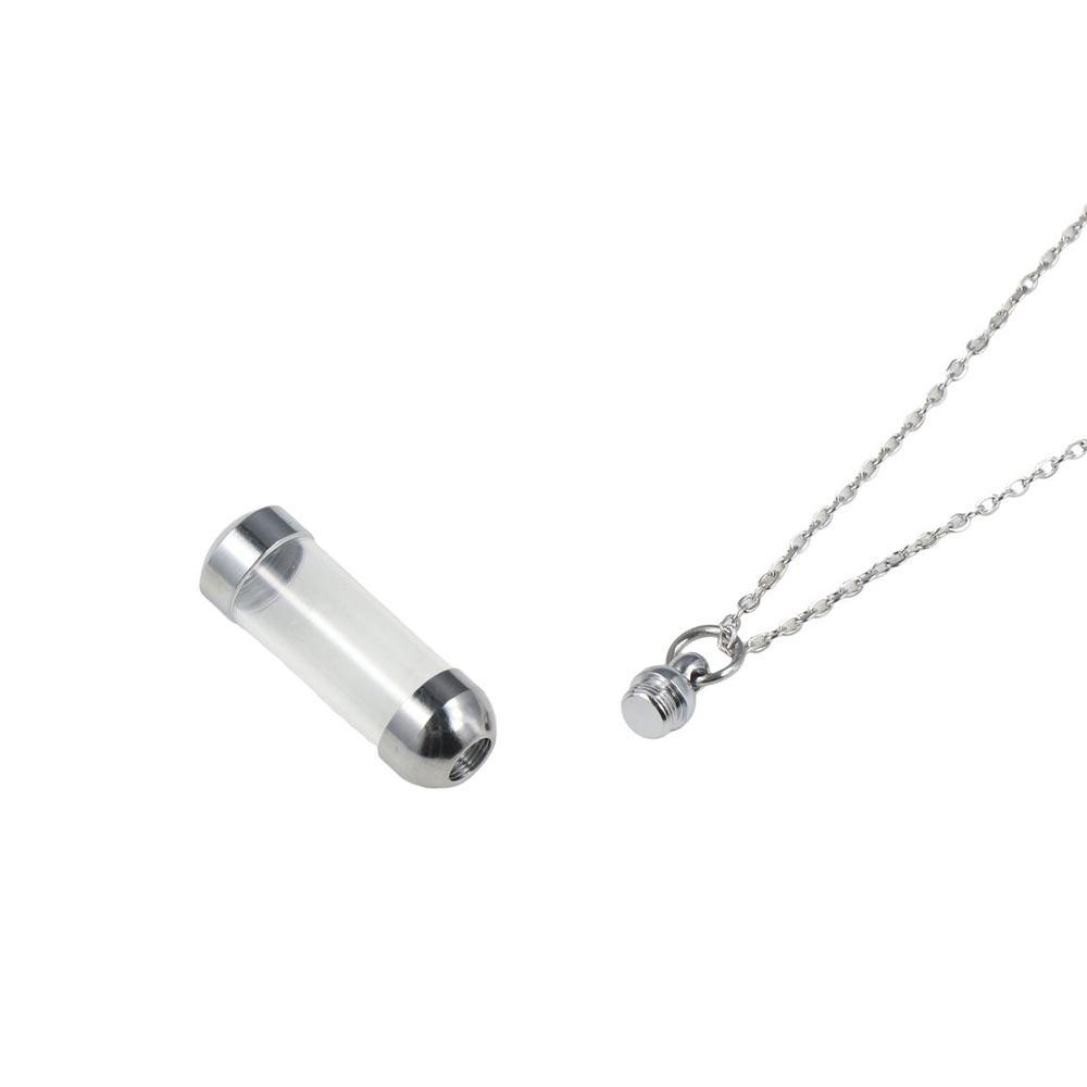 Can Open Urn Necklace Stainless Steel Ashes Cremation Memorial Pendants Hollow Tube Necklaces