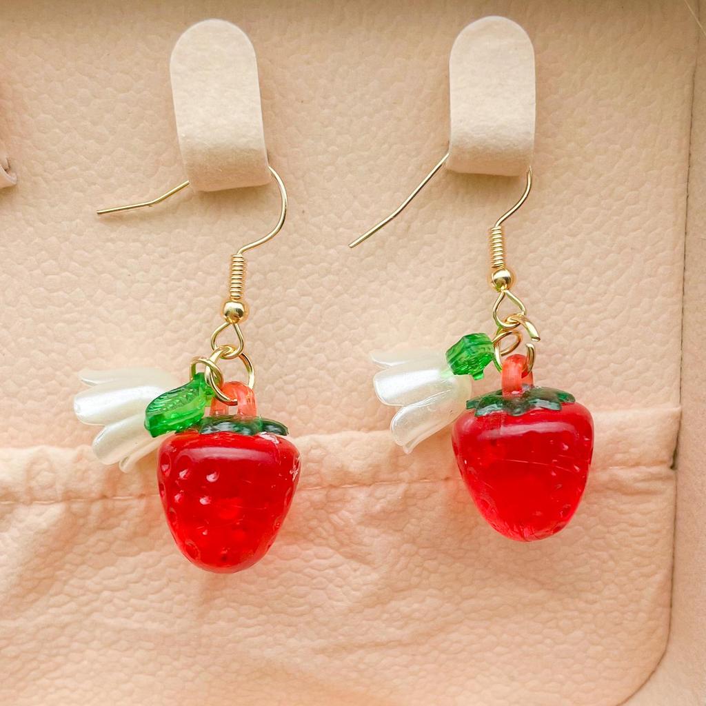 Strawberry, Orange & Blueberry Fruit Pendant Girl's Earrings - Cute Resin Children's Accessories