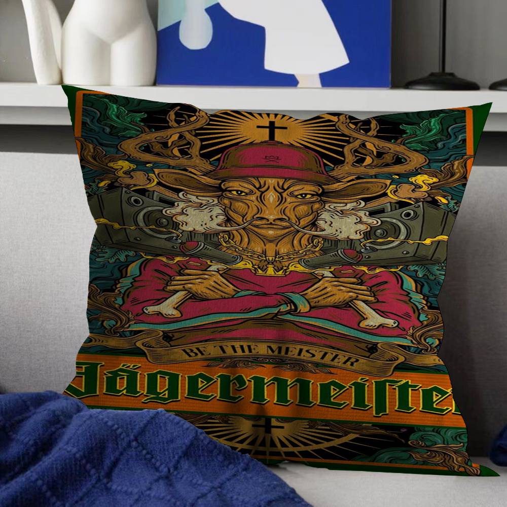 Classic Jagermeister Tin Sign Bar Pub Cushion Cover Decorative Pillow Sofa Home Decor Case Pillow Cases