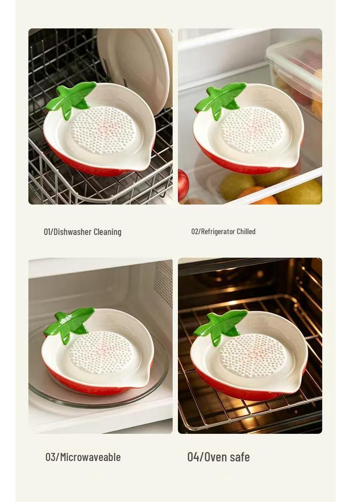 Piatto Grattugia Ceramico Retro Europeo per Aglio e Zenzero per Cibo per Bambini e Puree