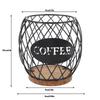 Large Capacity Coffee Pod Holder Wire Wooden Base Coffee Pod Storage Basket Easy Access Stylish Look Desktop Coffee Pod Storage