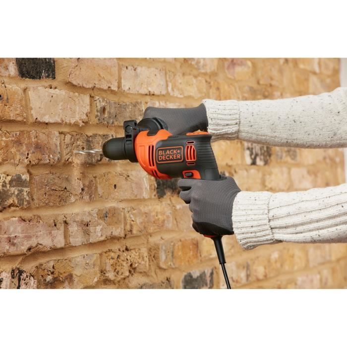 Perceuse à percussion filaire - BLACK+DECKER - BEH710-QS - 710W - Poignée latérale - 4 forêts de perçage