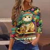 3/4 Sleeve Shirts For Women Print Graphic Tees Blouses Casual Plus Size Basic Tops Pullover
