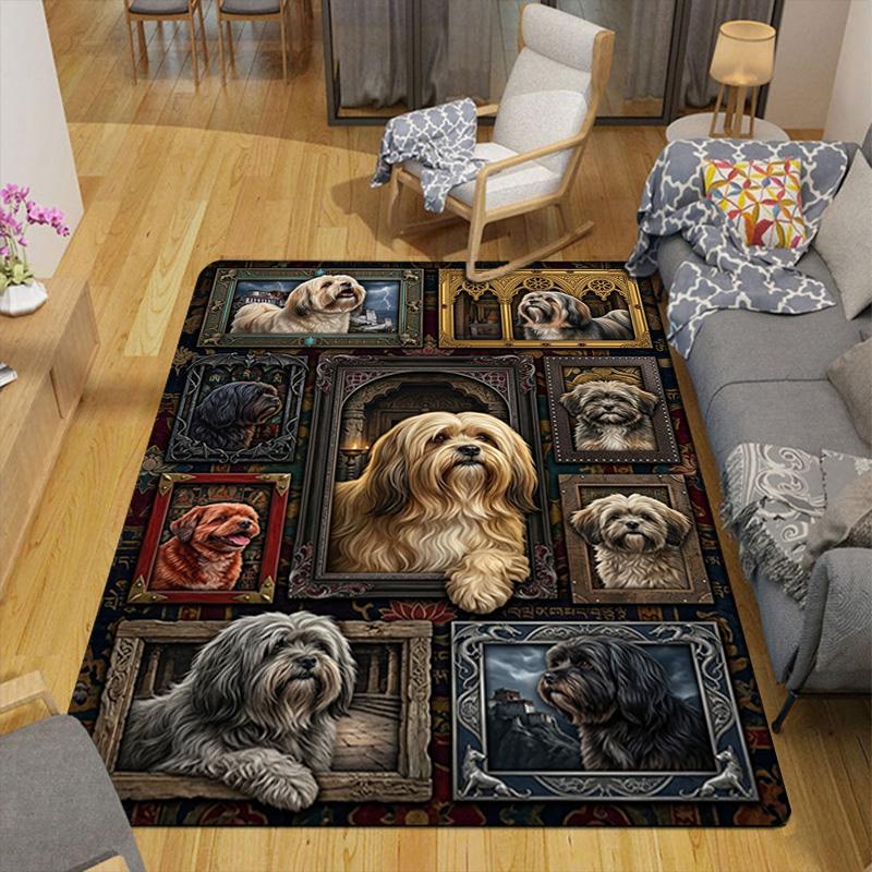 Canine Legacy Portraits Pattern Rug Floor Mat for Living Room or Bedroom Soft and Comfortable Carpet a Gift for Birthday and Holiday.