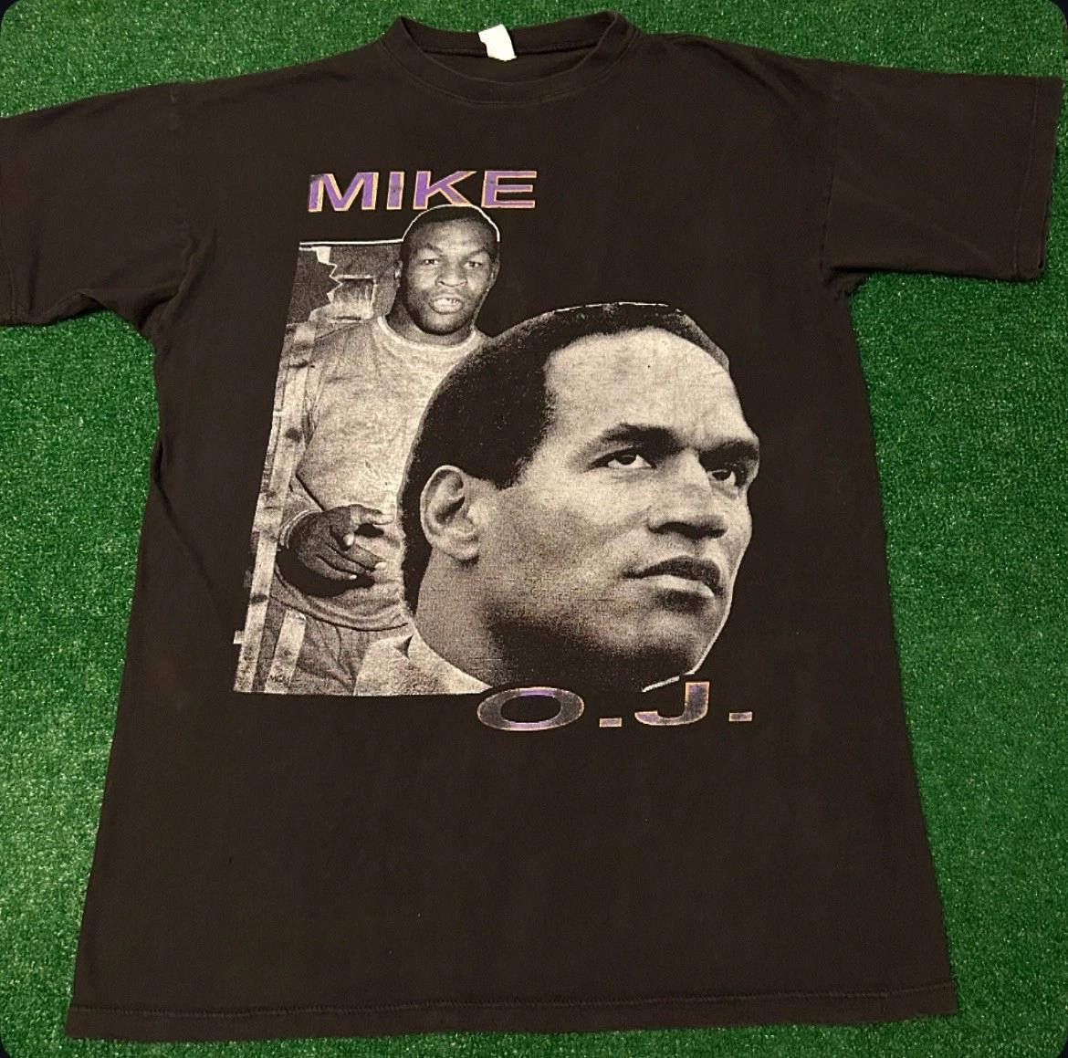 Vintage 90s Mike Tyson Oj Simpson Rap Tee Shirt VTG Mens XL Double Sided 1990s 2XL