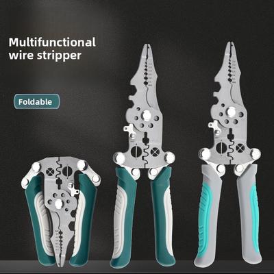 Foldable Wire Stripping Pliers, Professional Multifunction Manual Hand Tool, Pulley Design Durable Crimping & Wrapping Pliers