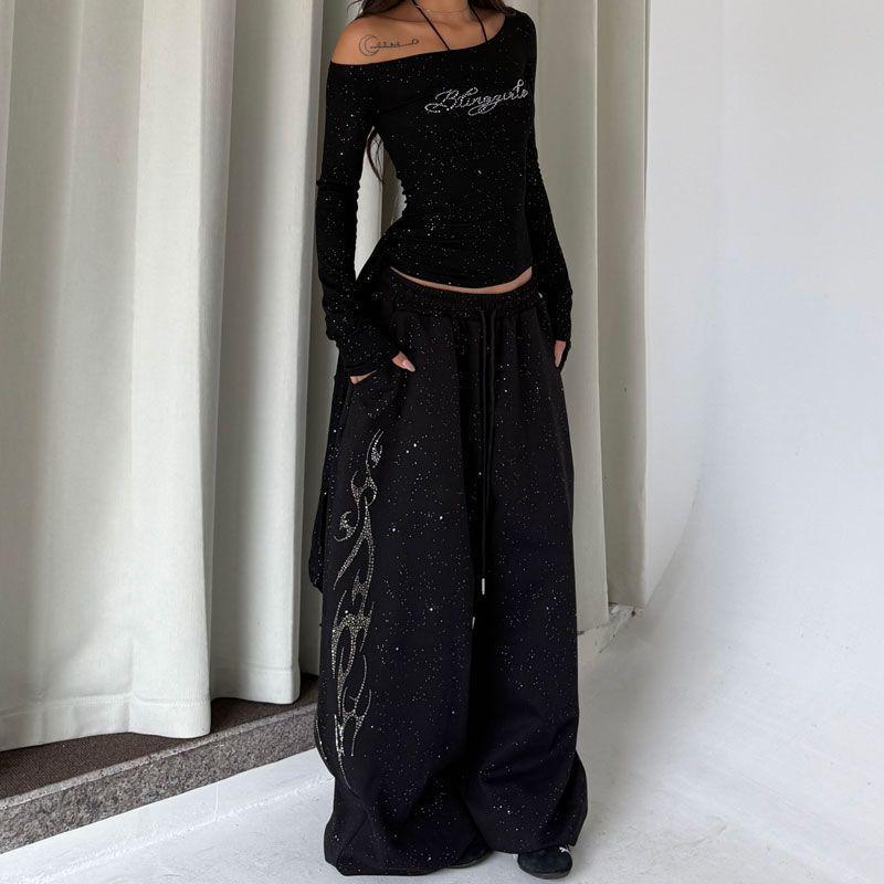 Damen Frühlings High Waist Koreanischer Stil Kordelzug Weite Hosen