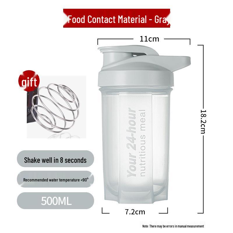 500ML Portable Protein Shake Blender Cup - 24-Hour Fitness Sports Large Capacity Shaker