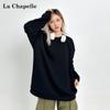 La Chapelle American Style Unlined Drop Shoulder Round Neck Sweatshirt