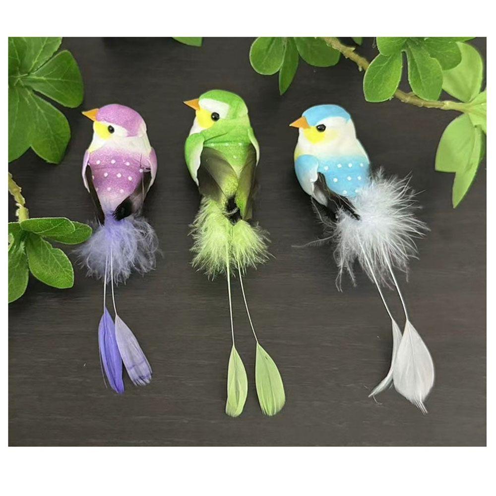 Colorful Simulation Birds Photography Props with Clip Decorative Fake Bird Home Decor Artificial Foam Feathers Birds