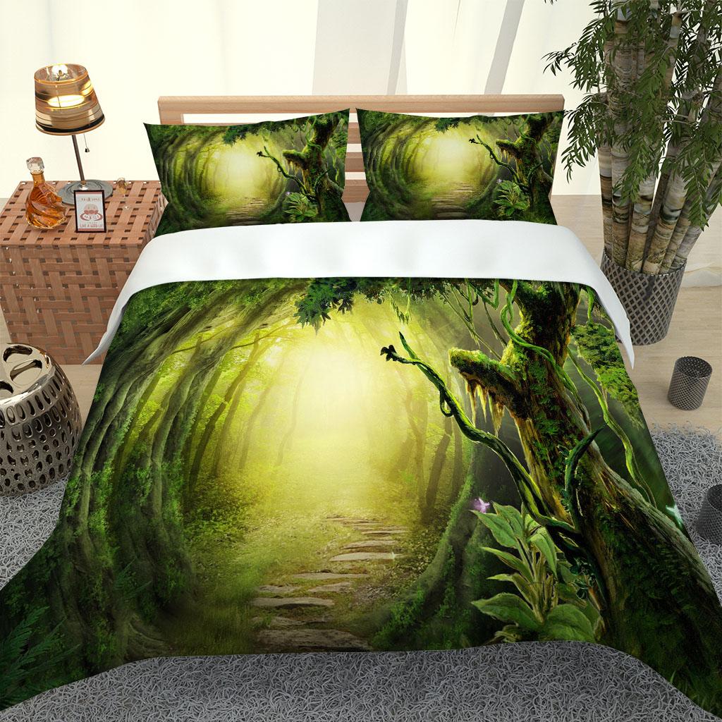 Kid Bedroom Duvet Cover Collections 3D Print Plant Forest Deep Forest Bedding Collection Single Twin Full Queen King Size Bed  Pillowcase