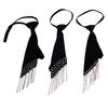 JK Necktie with Rhinestones Fringed for Women Girl Adjustable Neck Tie Collage Student Uniform Nightclub Dress Up Necktie