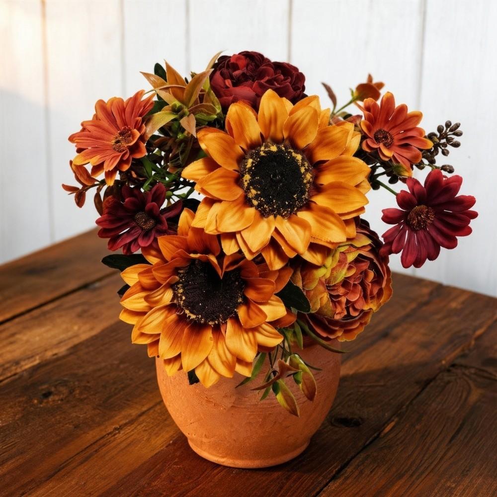 Sunflower & Daisy Mix Faux Daisy Flowers Autumn Theme Fake Flower Decor Hotel Decor