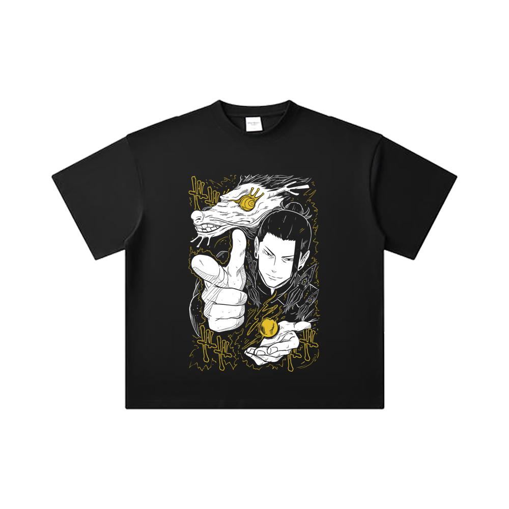 260 GSM Doppelgarn 32er Zählart 100% Baumwolle Jujutsu Kaisen V11 Geto Druck Unisex Schweres Baumwoll-T-Shirt