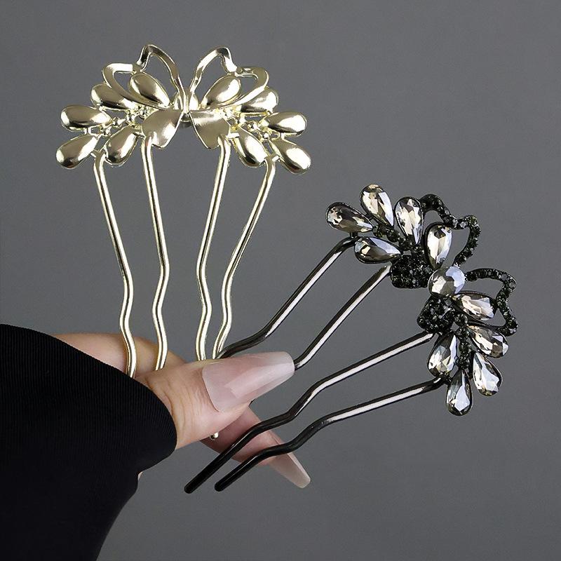Fashion Zircon Pearl U-Shaped Hair Sticks New Chinese Style Hair Stick for Women Bun Comb Hanfu Hair Clips Hair Accessories