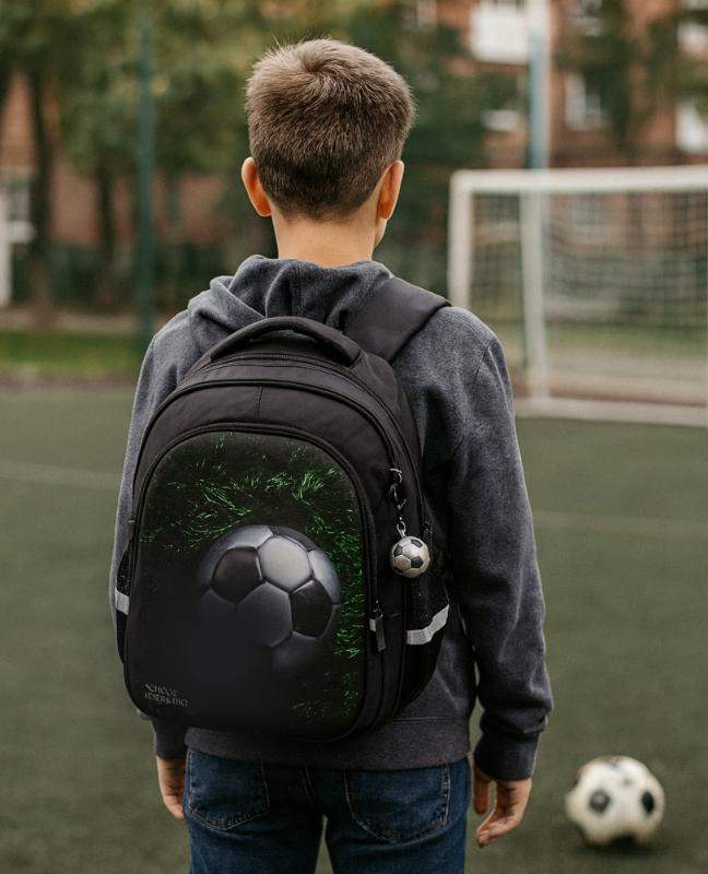 Plecak Szkolny Piłka Nożna Czarno - Zielony Football - Z Brelokiem [Plecak21]