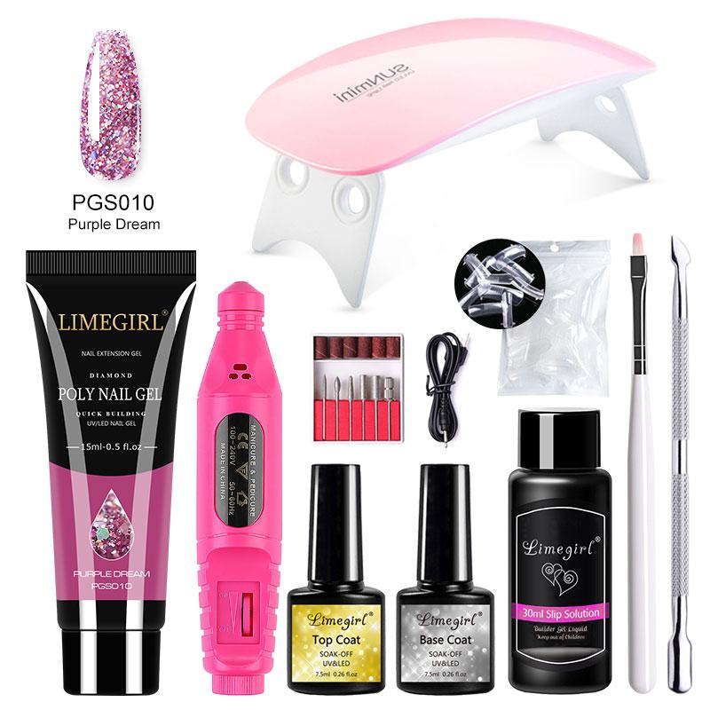 Poly UV Gel Kit All for Manicure Gel Nail Extension Set Slip Solution Builder Acrylic Gel Polish Nail Art Tool Design Fingertips