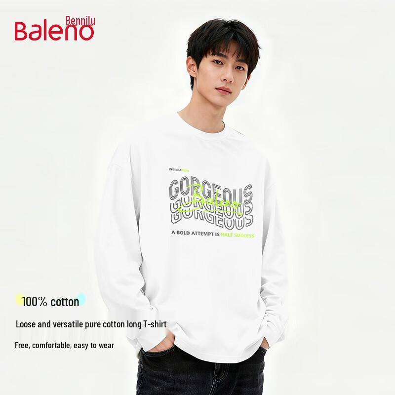 Baleno Men s BNL Wave Print Round Neck Long Sleeve T-Shirt M