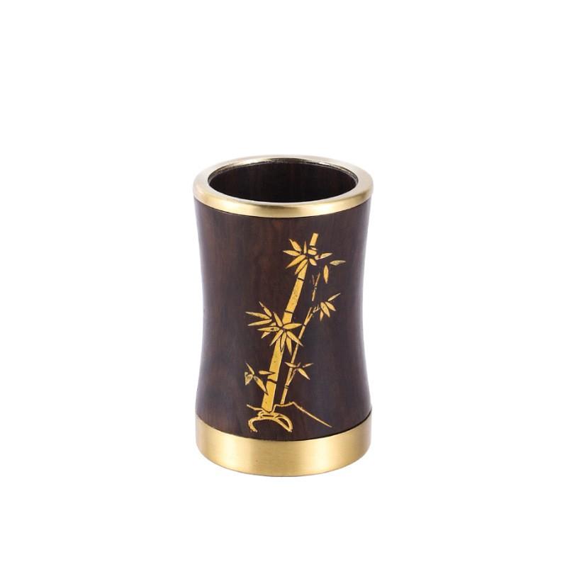 Elegant Brass Ebony Wood Tea Ceremony Six Tools Set Luxury Gift Office Use