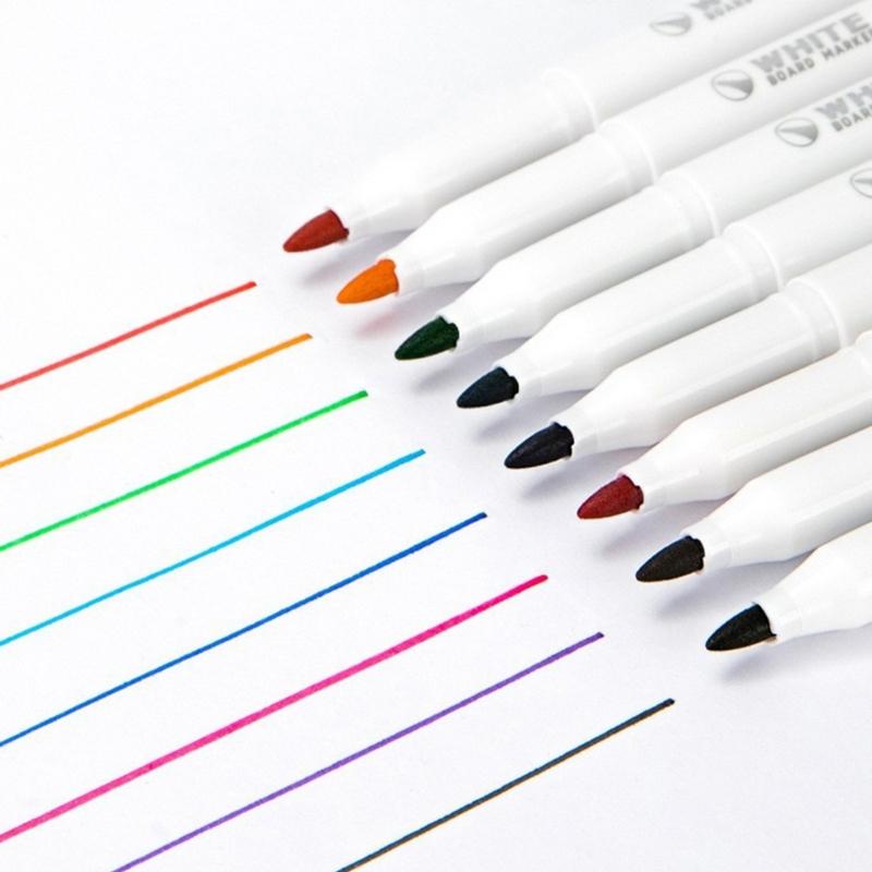 8Pcs Erasable Marker Pen 8 Color Colored Marker Water Based Inks Fast Drying Whiteboard Marker for Office Supplies