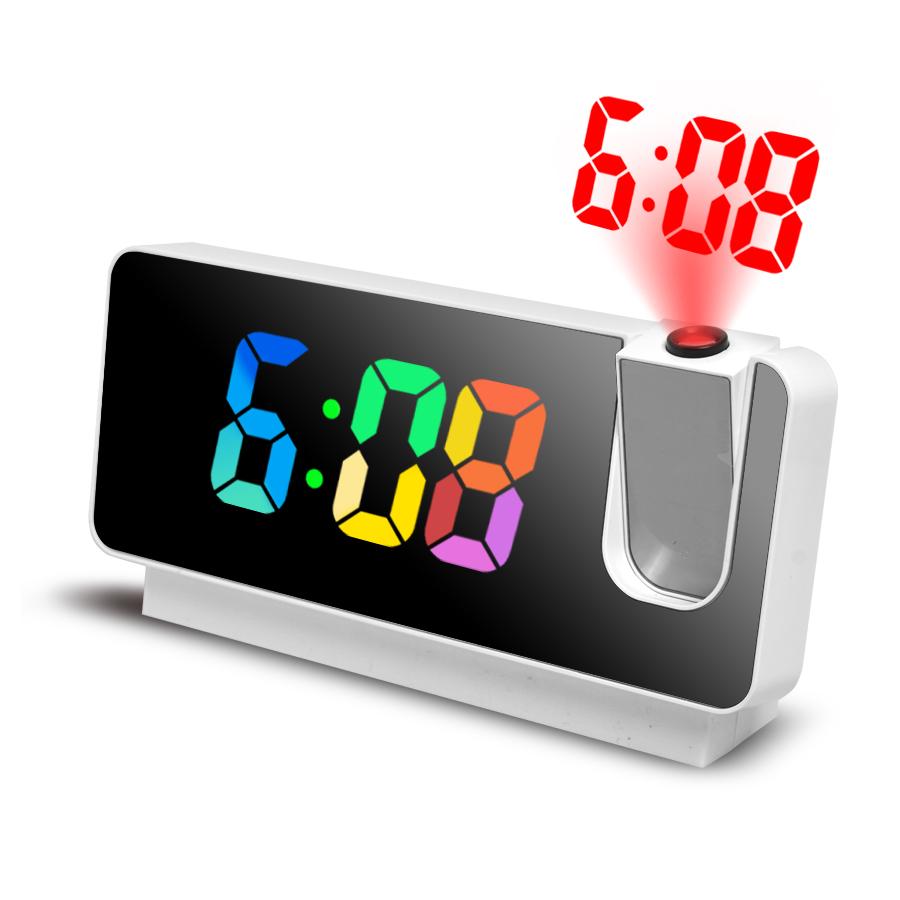 

1 шт. современный минималистичный проекционный будильник, светодиодный большой экран, цифровые бесшумные электронные часы; Оснащен датчиком температуры белый