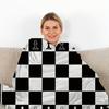 1pc Chess Board Print Flannel Blanket – Soft, Warm, and Versatile Throw for Home, Office, Camping & Travel – Perfect All-Season