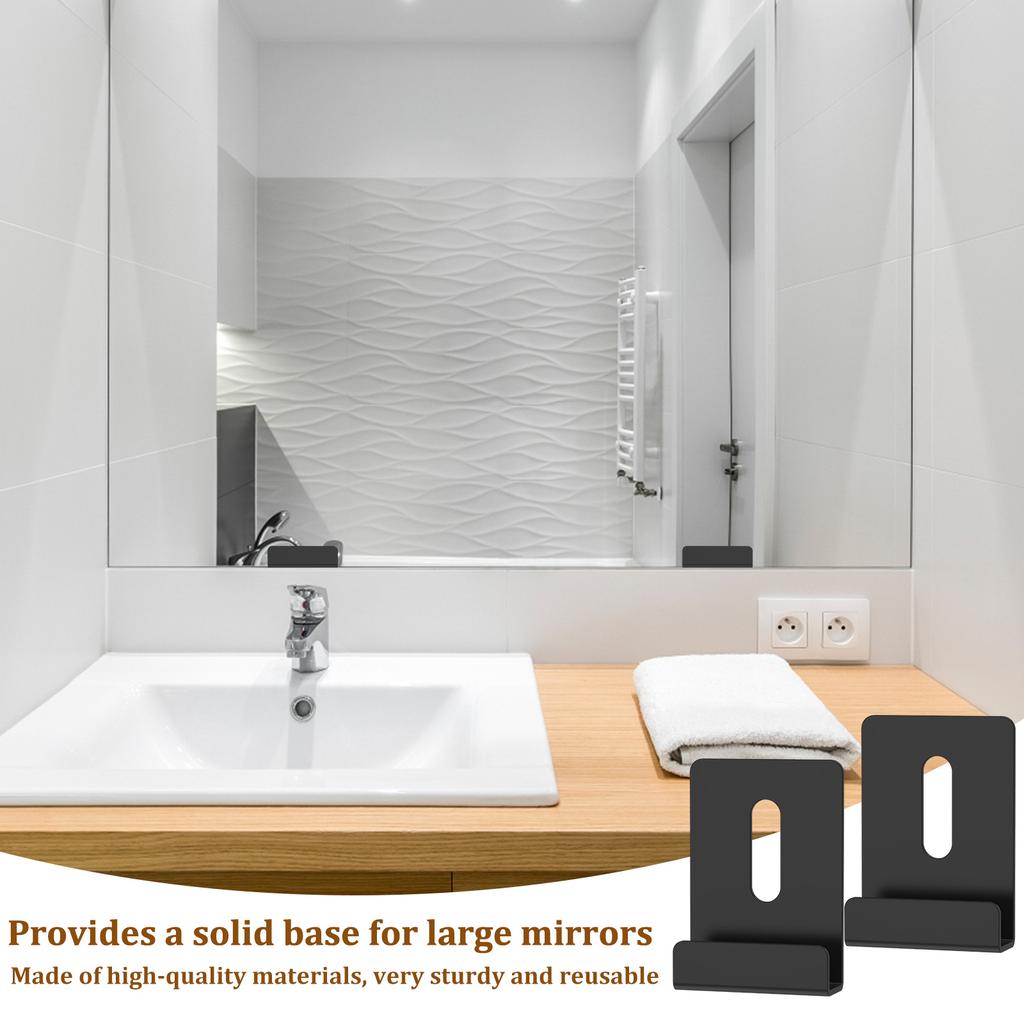 4 Stück Metall-Spiegelklammern Edelstahl Schwarze Spiegelhalterklammern Kanal-Spiegelklammern Kits für Spiegel-Werbetafel