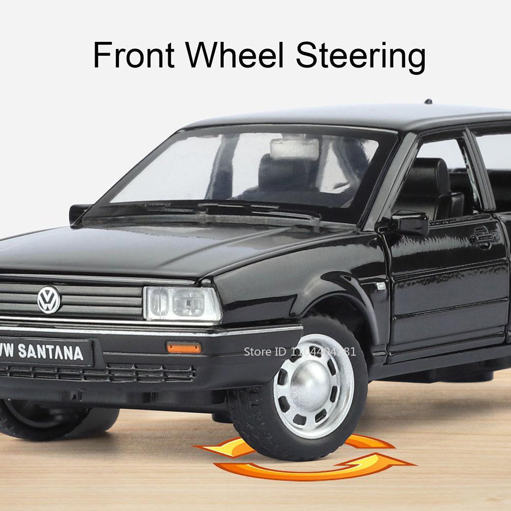 1:32 Santana Cc Miniature Model Toy Diecast Alloy Car Sound Light Pull Back Door Opened Front Wheel Steering Cars Boy Gift Adult