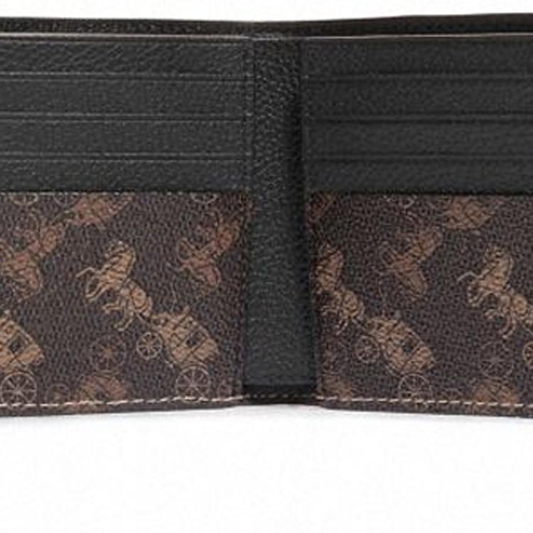 New COACH Billfold Wallet PVC Clutches Wallets Men's Dark Brown 4906-A7U