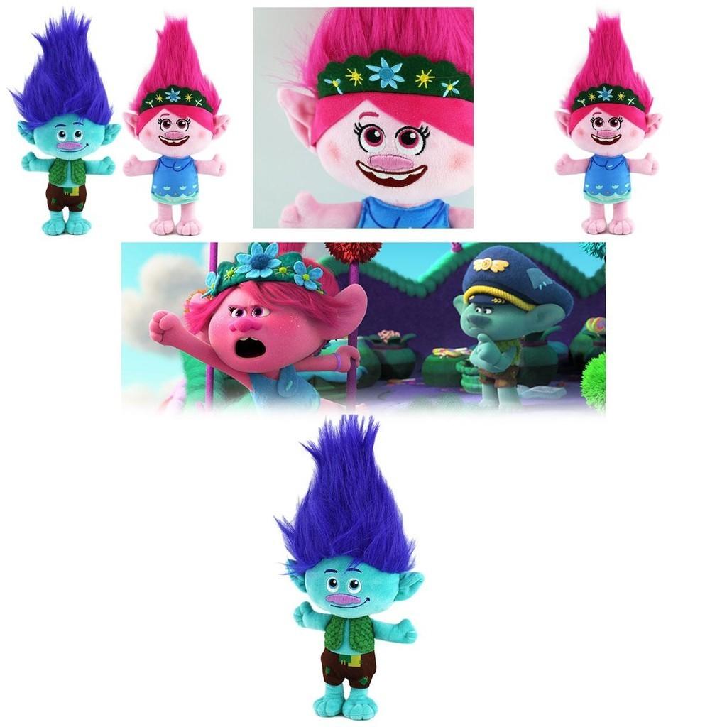 Trolls: Šampioni Spolu Hračka Plyšová Roztomilá Kreslená Postavička Výška 30 cm Chlapec s Modrými Vlasy a Dívka s Růžovými Vlasy Perfektní Pro Děti Věku 7-14 Let