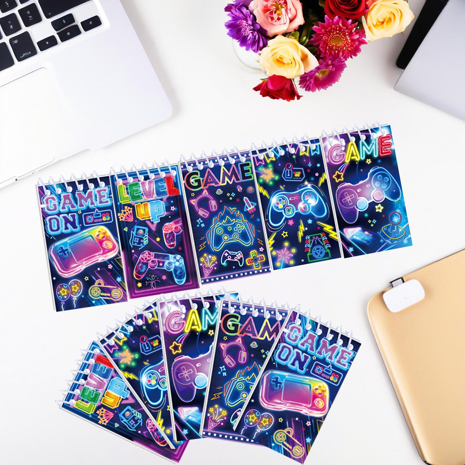 

10Pc Colorful Game on Theme Portable Coil Notebook GamePad Mini Notepad for Kids Birthday Game Night Party Favors School Rewards