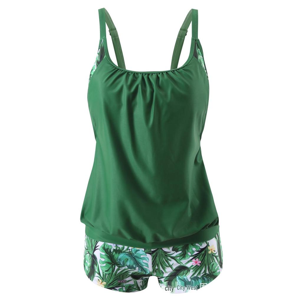 2024 Plus Size Women's Quick-dry Two-Piece Set: European & American Style Bikini with Shorts and Vest