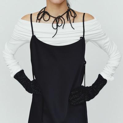 DIAGONAL GLITTERING GLOVES (black)