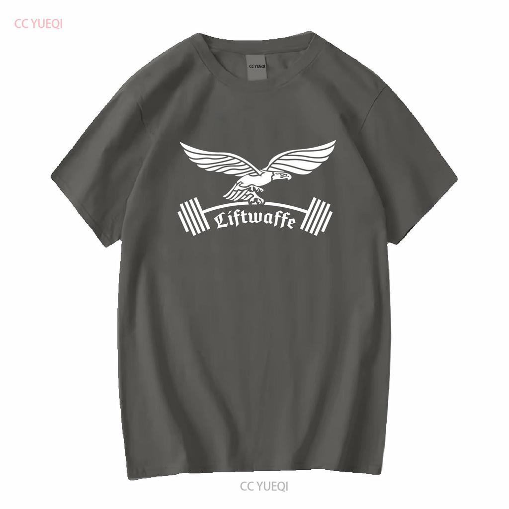 II Wojna Światowa Niemiecka Luftwaffe śmieszny trening Siłownia Wojskowy Podnoszący Ciężary T-shirt długi lub krótki rękaw vintage Prany Casual