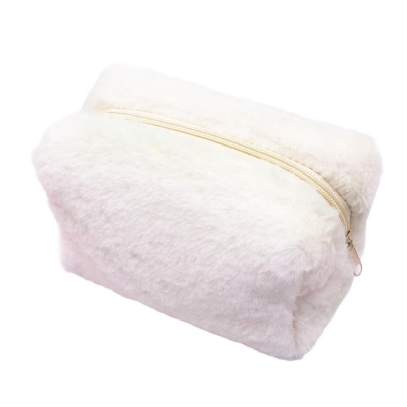 Plush Makeup Bag Soft Polyester Materials for Organizing Cosmetics Fashionable and Practical Designs for Women