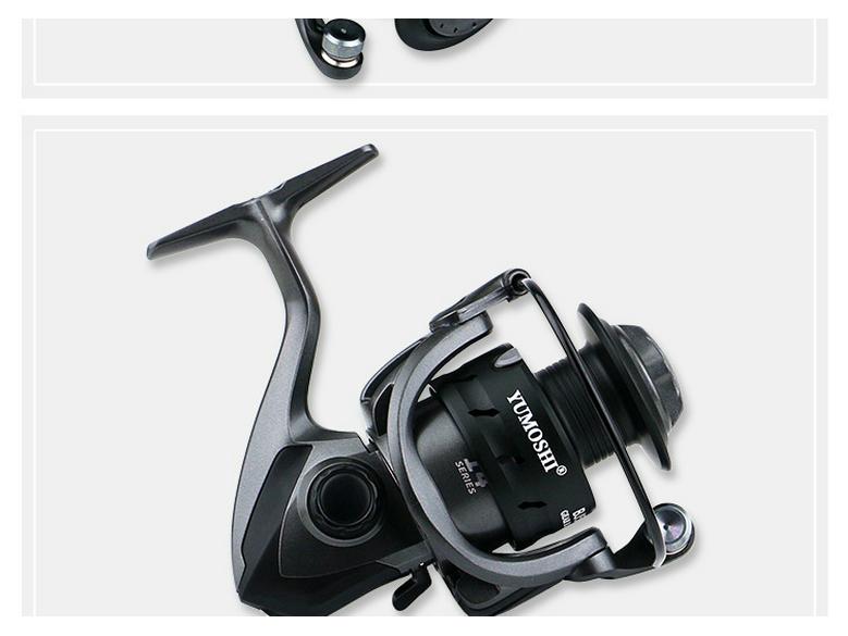 YUMOSHI Metal Spool Spinning Reel for Raft, Sea, Rock Fishing, and Lure Fishing with Metal Handle.