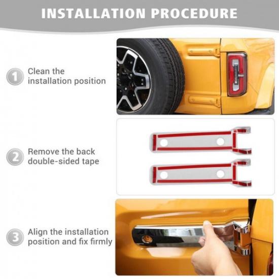 For -2024 Ford Bronco Chrome Tailgate Hinge Cover Spare Tire Rear Door Trim