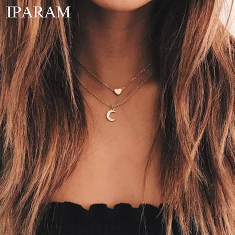 Double Crystal Moon Pendant Gold Heart Choker Necklace Feminine Charm Jewelry Gift At Affordable S Free Real Reviews With Photos Joom - Crystal Moon Pendant Necklace