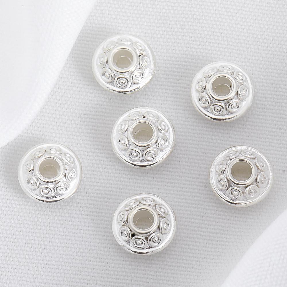 10pcs/lot Textured Saucer Shaped Copper Spacer Beads Lantern Beads Bracelet Necklace Separator DIY Beading Jewelry Accessories